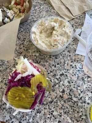 1/2 Pint Baba Ghanoush and pickled red cabbage. The best Greek food without being in Greece