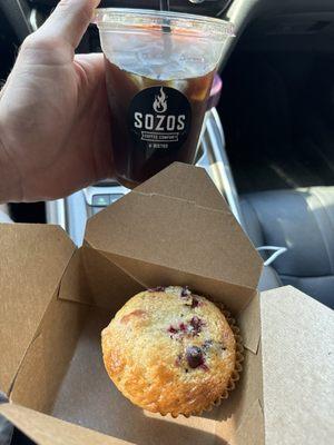 Cold brew and orange cranberry muffin!