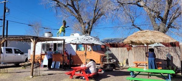 Exterior of food truck and sitting area