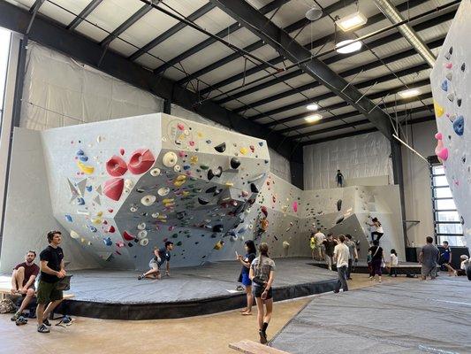 Upstairs has lots of bouldering