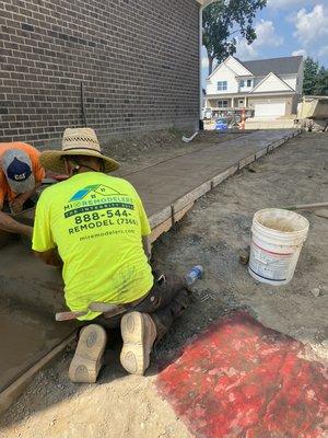 Decorative concrete- colored and stamped