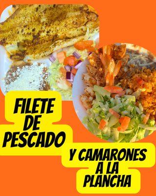 Filete de pescado y camarones a la plancha  #seafood #mariscos #mexicanfood