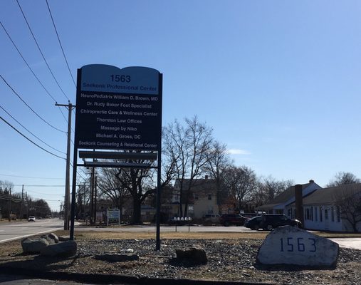 Sign and entrance