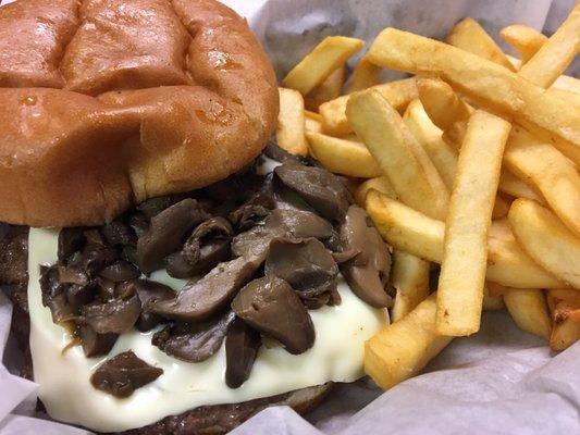 Tons of shrooms on this burger. Yummy.