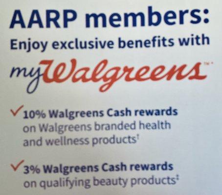 Information for us Whippersnappers over 50 some savings at Walgreens with AARP