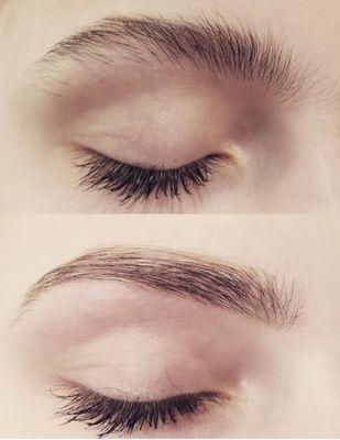 Brow Arch service: shaping brows with the tweeze-only method.