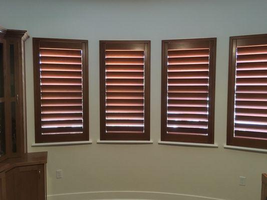 Custom Basswood Shutters from Graber, stained Merlot, Z frame