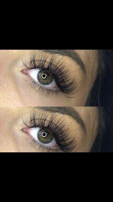 Hybrid lashes are a mix of classic ( one extension per natural lash) and volume ( handmade 3/6d fans per natural lash) styles.