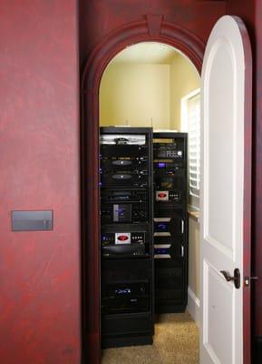 Racks of equipment can be concealed in a closet and still control your entire home