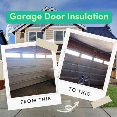 Garage door insulation install before & after