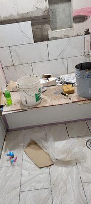 The prep and start of master bath