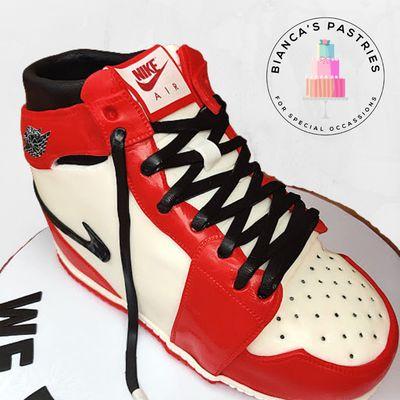 Jordan cake, Jordan shoe cake, sculpted cake, custom cake