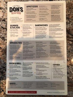 Don's Seafood menu with Eat Fit options.