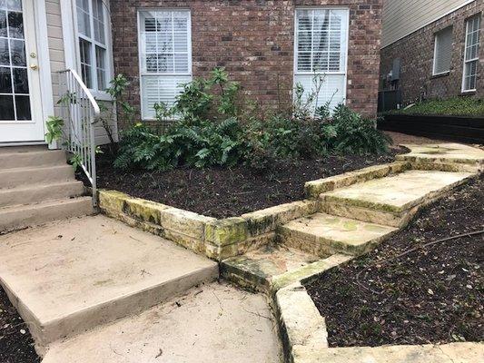 Stone walk way before cleaning