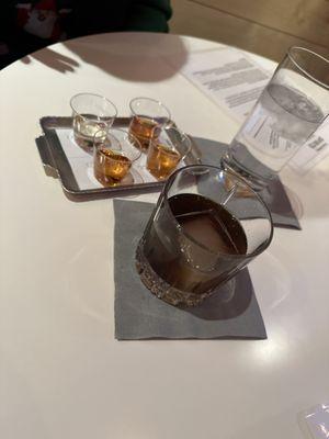 Mill race flight (plus a gin) and a Mockingbird Old Fashioned