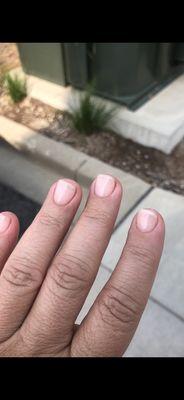 This manic her was last month in Texas. It was a powder dip manicure that I did not put under UV light, yet he argued with me