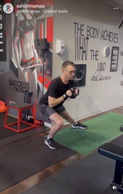 Side lunges with a kettle bell