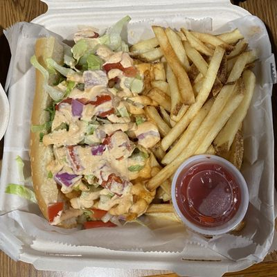 Shrimp Po'Boy with French Fries