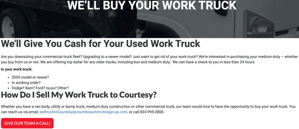 We Will Buy Your Work Truck. Call 833-995-2800 Mon thru Friday. www.CourtesyFleet.com