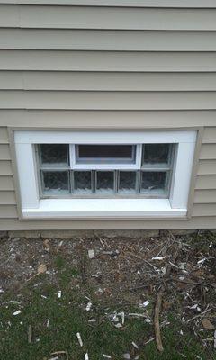 glass block window with trim