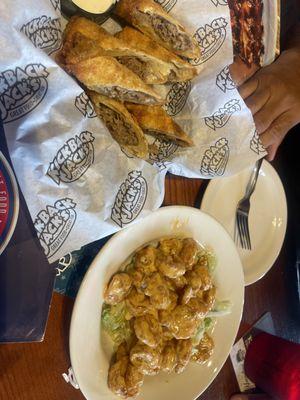 Firecracker Shrimp & Philly Cheesesteak Egg Rolls