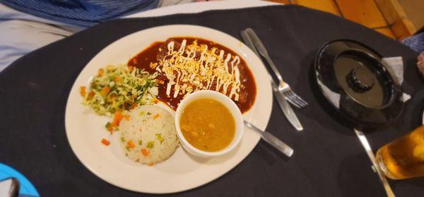 Enchiladas Sabor Mexicano. My husband liked them a lot and also liked the rice and slaw it came with.