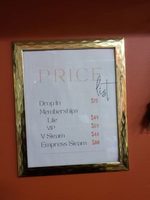 Sacred House price list signage