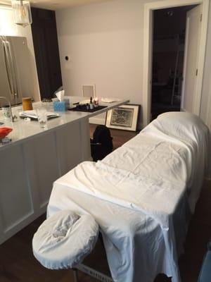 Massage table, robe & sheets all brought by massage therapist