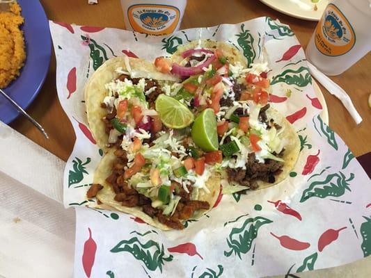 Four taco plate (toppings all from the salsa bar)...all to die for.