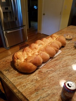 Gorgeous loaf of fresh bread provided with our order. It was huge!