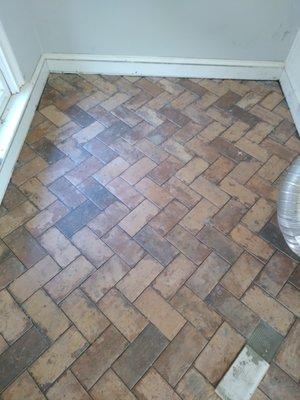 Herringbone tile floor