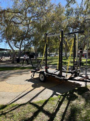 Battle ropes in the park.