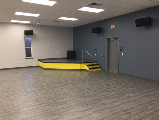 1800 square foot work out area and stage.