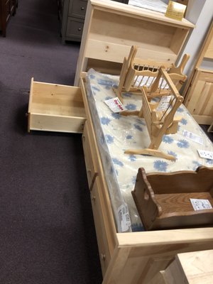 Pine bed frame with drawer storage (twin)