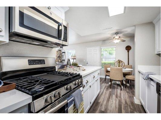 Renovated kitchen, stainless steel appliances