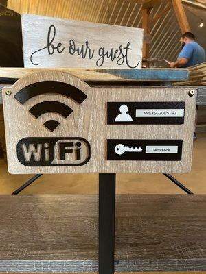 Wifi password. Service is spotty at best