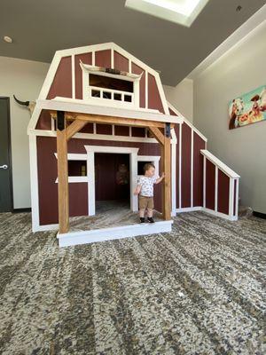 It's a barn playground in the waiting room!