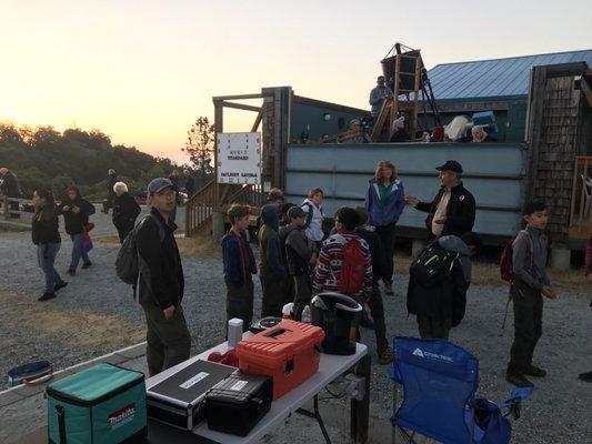 Starting to get busy! The 30" Challenger in the background is cooling off before observing after dark.