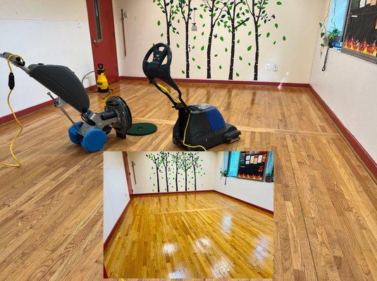 Wood floor cleaning and refinishing.