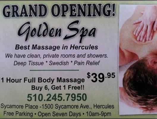 Ad for $39.95 for 1 hour massage