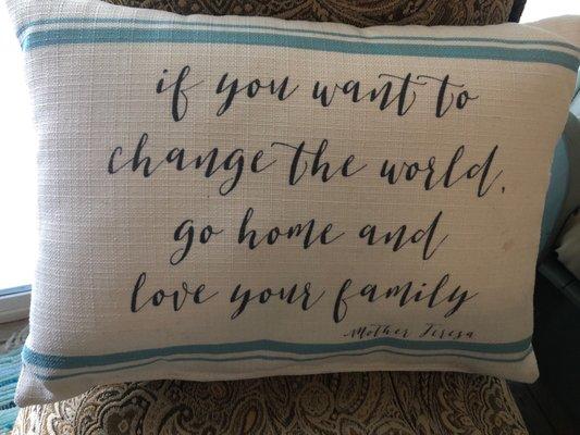 I have this pillow at my house. She holds a special place in our hearts. Saint Mother Teresa of Calcutta pray for us!