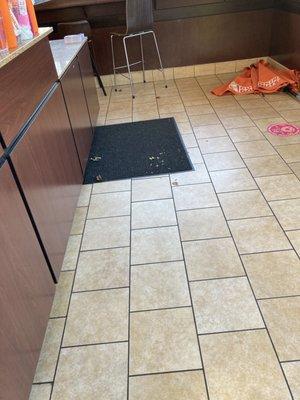 sloppy floor that wasn't clean