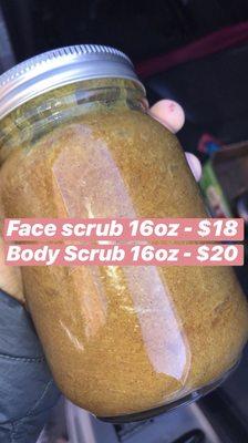 Big Jars are 16oz. Available for both Face and Body scrubs. Many flavors available.