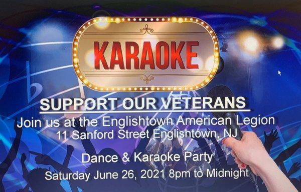 Karaoke at the Legion 4th Saturday of each month