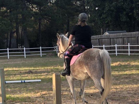 Student demonstrating "cantering"