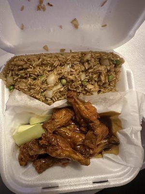 Hot Teriyaki Wings and Veggie Fried Rice