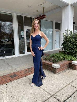 Evening embroidery dress ! Modeling for trunk show at Mieka boutique in Long Island.