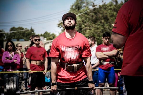 Tony Nella deadlifting in Strongman competition