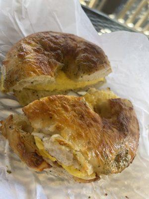 2. Eggwich with Cheese on a Asiago bagel