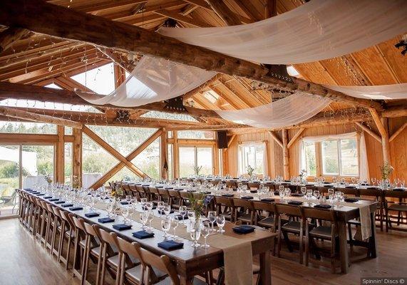 All your rustic needs in one place - farm tables, wood chairs, wine barrels, wood dancefloor and so much more!